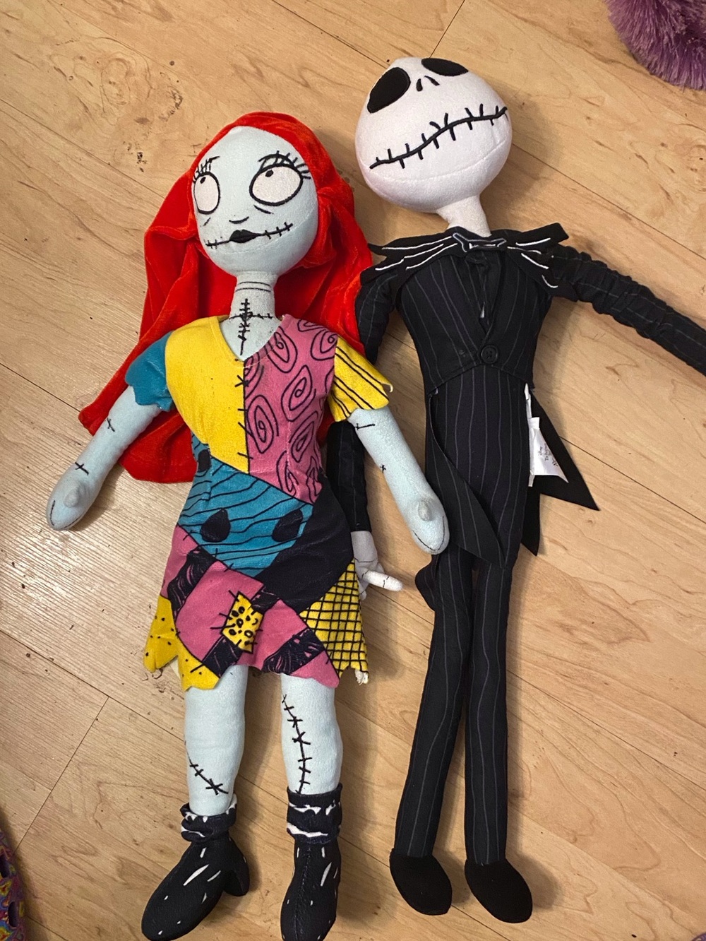 Disney Tim Burton's The Nightmare Before Christmas Black Pink Teal Plush Tag
